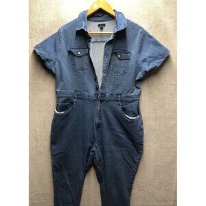 Toxik3 Denim Romper Size 1X Stretch Cuff Short Sleeves One Piece